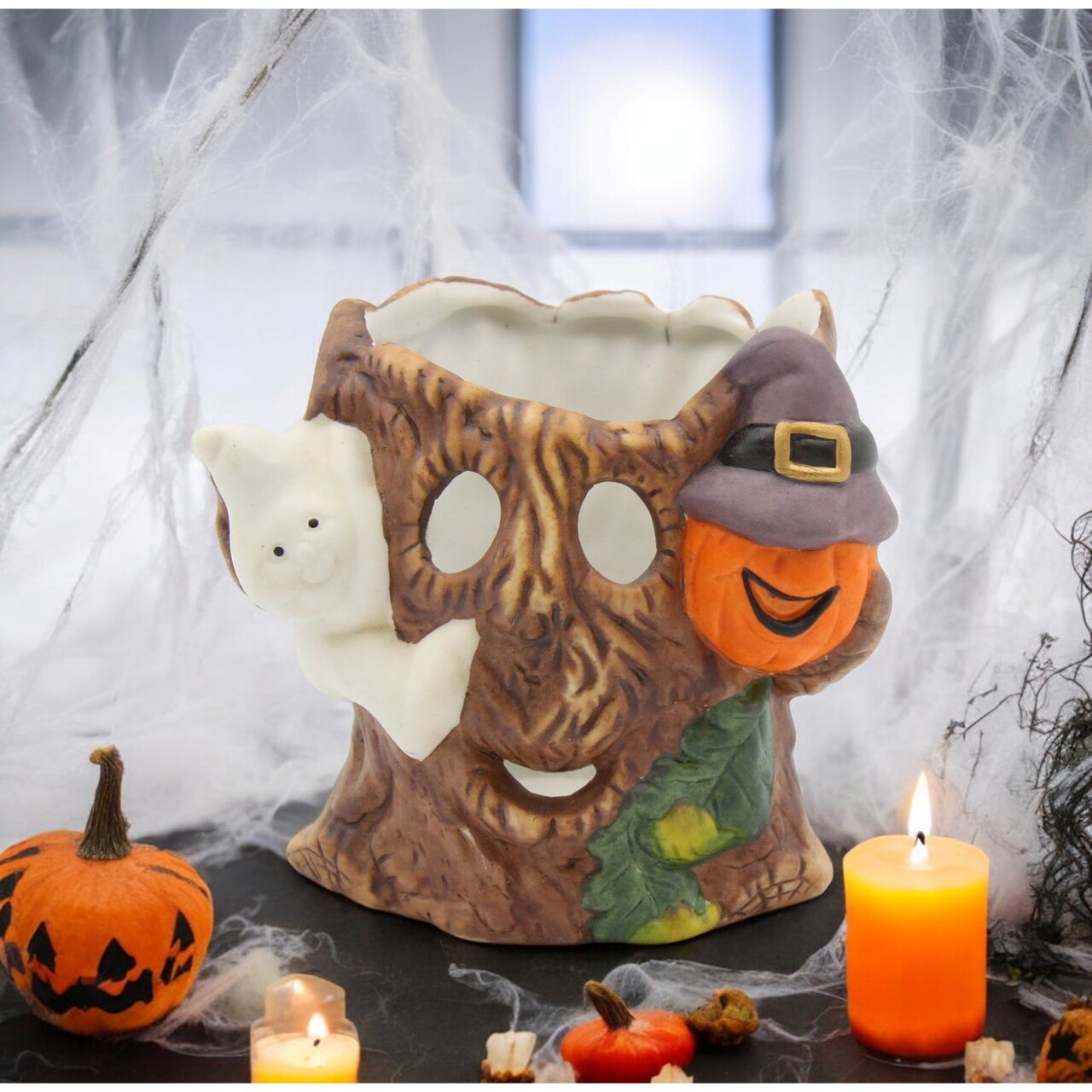 Ceramic Halloween Tealight Candle Holder 3In Spooky Decor Mom